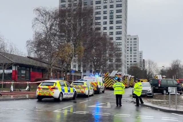 <p>A fire has broken out at a high-rise in Salford</p>