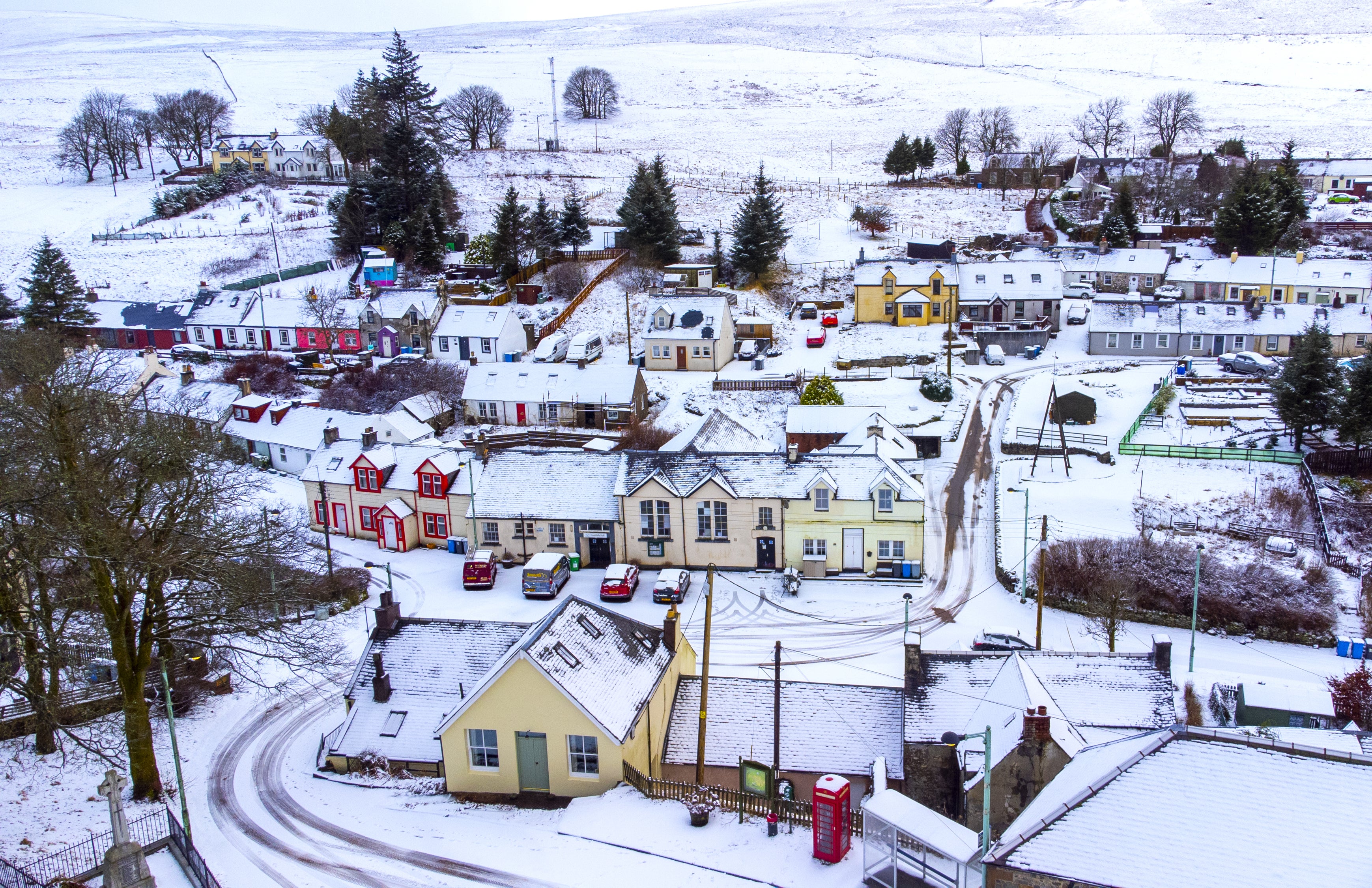 Snow in Leadhills village in South Lanarkshire.