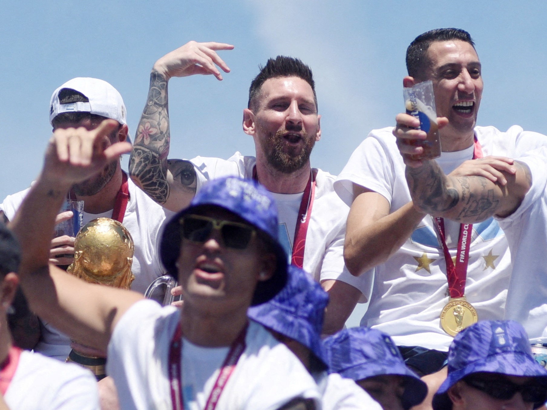 Lionel Messi pictured celebrating World Cup glory in Argentina