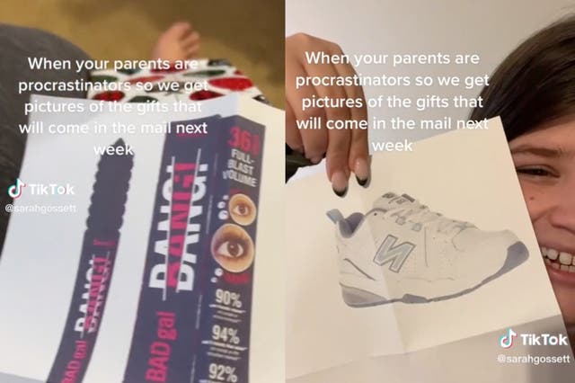 <p>TikToker reveals her parents printed out photos of her gifts after procrastinating in purchasing presents</p>