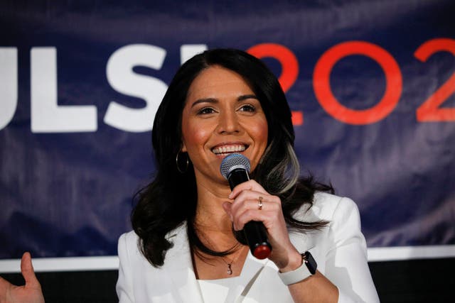 <p>Tulsi Gabbard tears into George Santos while filling in for Tucker Carlson on Fox News </p>