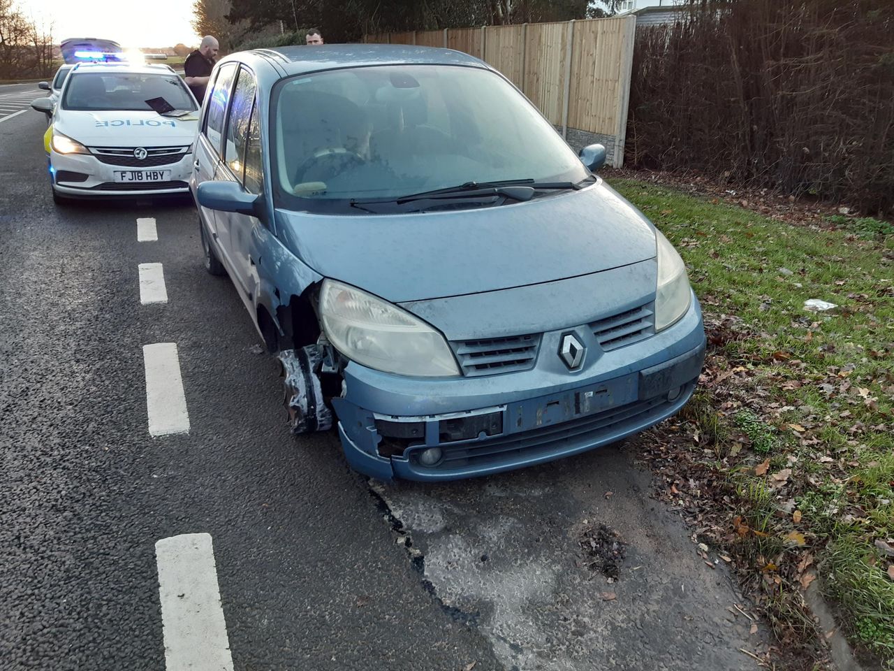 Driver of the three-wheeled Renault has been reported