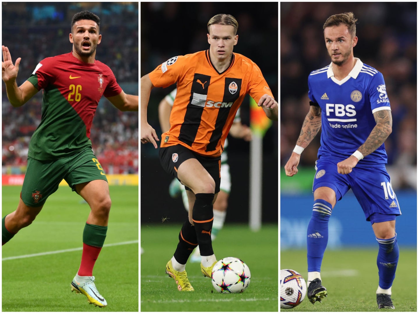Goncalo Ramos, Mykhaylo Mudryk and James Maddison are in-demand this January