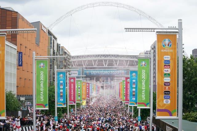 The FA has applied to erect new gated security fencing at Wembley in response to the disorder at the Euro 2020 final (Zac Goodwin/PA)