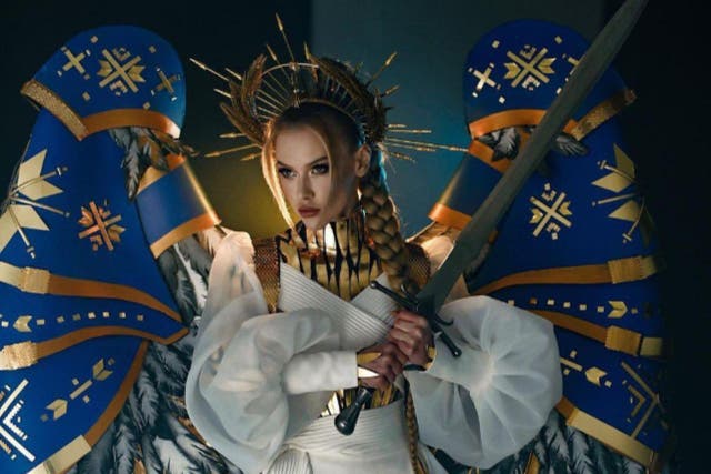 <p>Miss Ukraine said in an Instagram post that the ‘Warrior of Light’ costume symbolises ‘our nation’s fight against darkness’ </p>