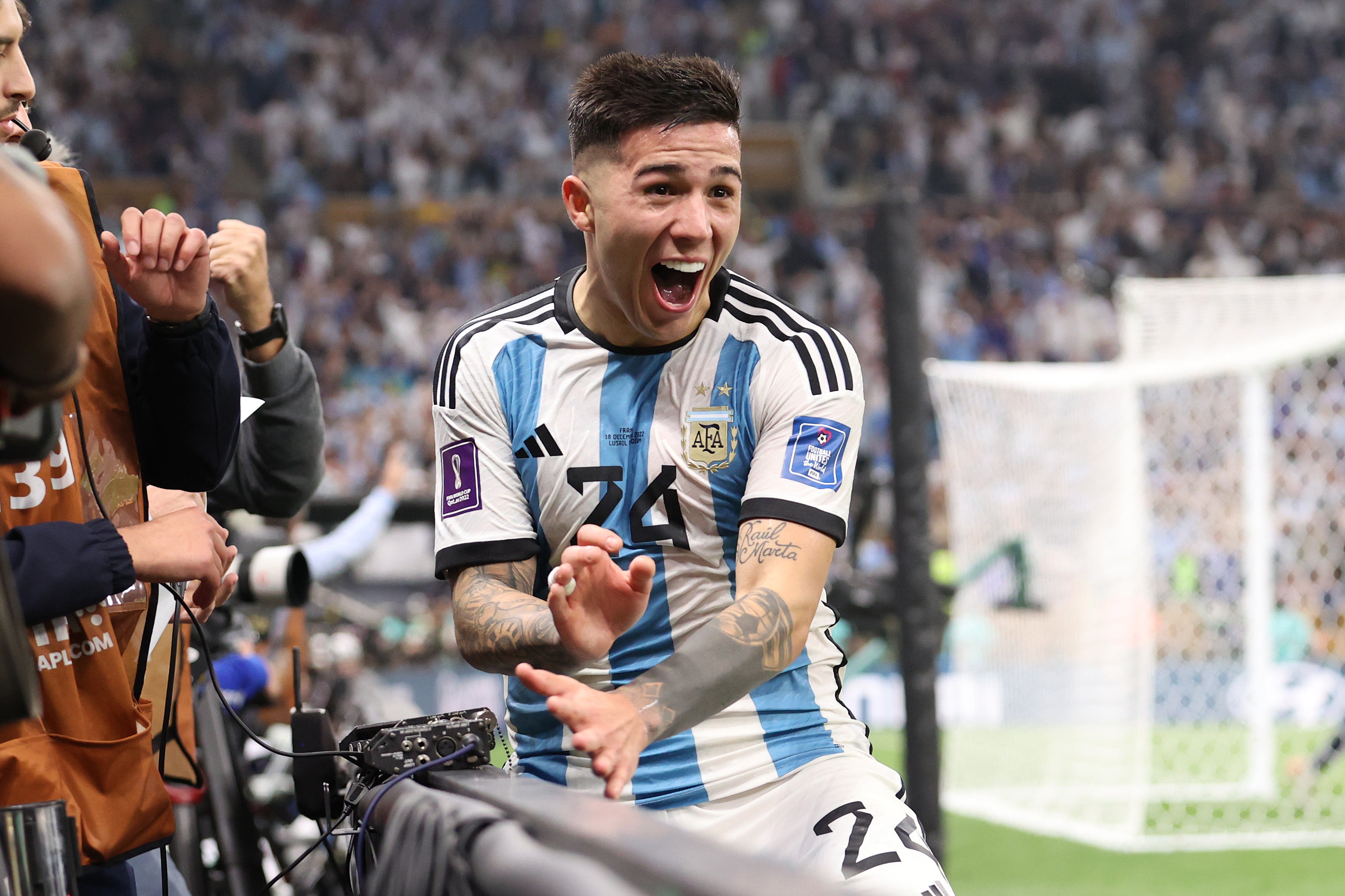 Enzo Fernandez celebrates Argentina’s World Cup final win over France in Qatar