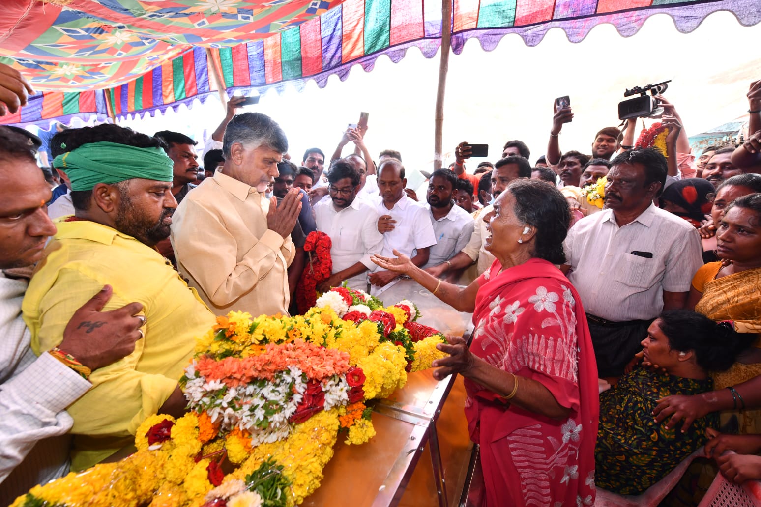 Andhra Pradesh chief minister-elect N Chandrababu Naidu, seen here meeting the family of those killed in a stampede in 2022