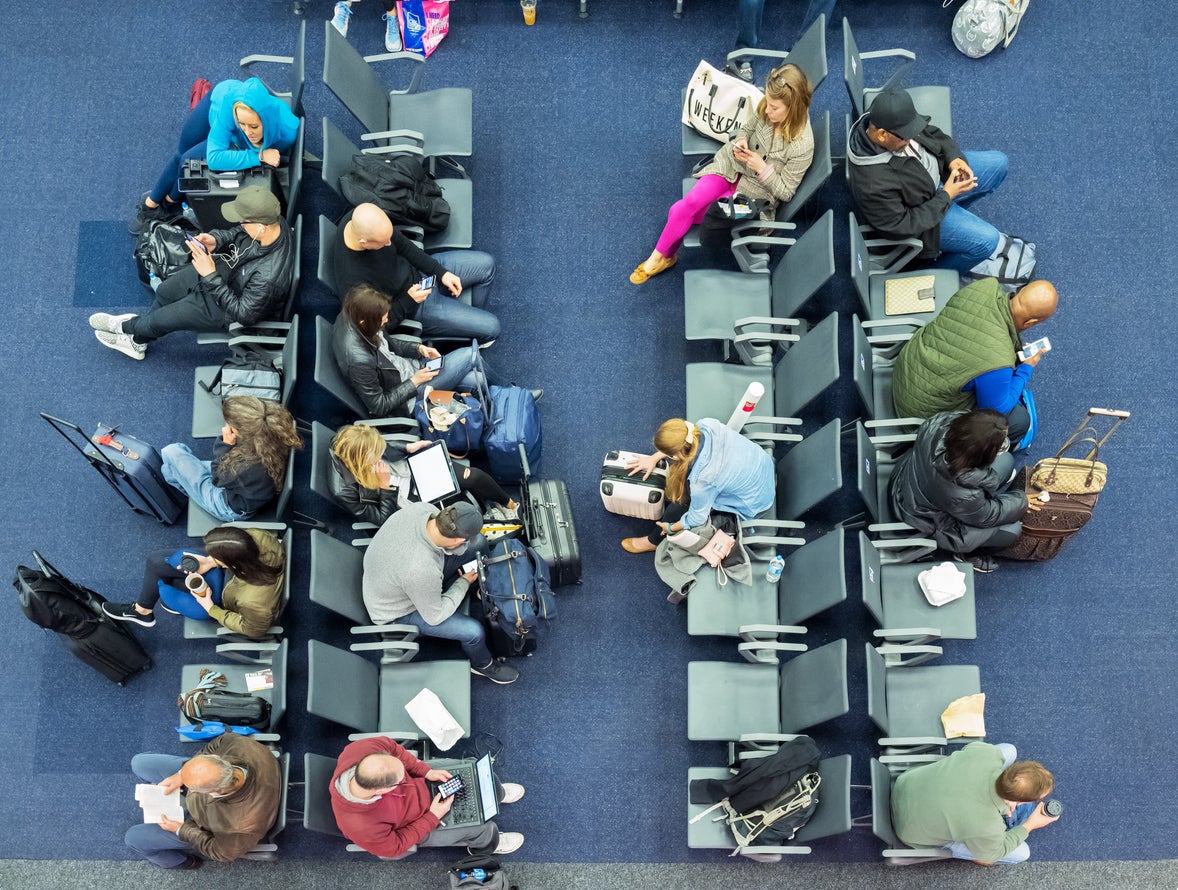 Passengers waiting at JFK Airport, New York