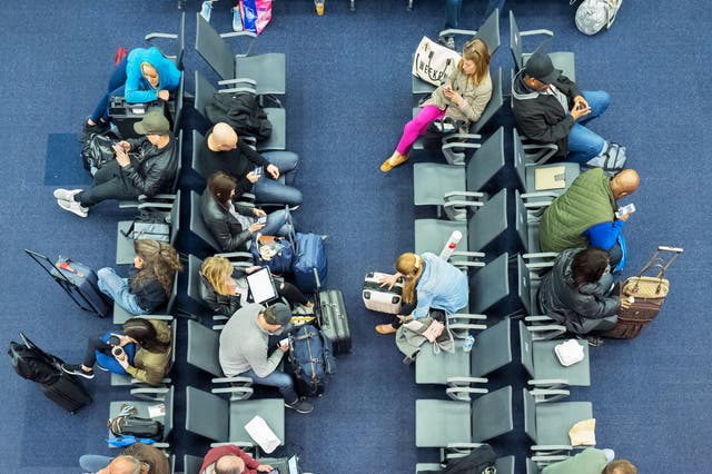 <p>Passengers waiting at JFK Airport, New York</p>