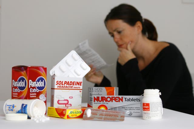 A woman with ‘over the counter’ pain relief medicines (Chris Ison/PA)