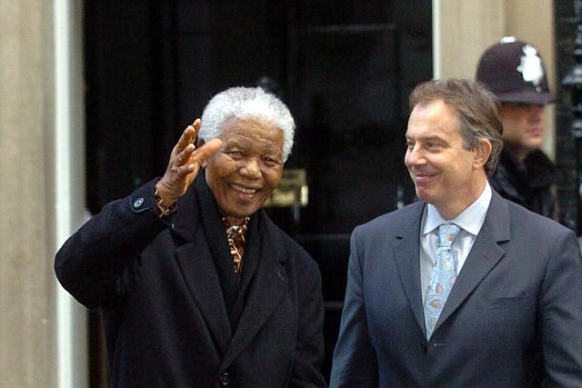 Tony Blair welcomes Nelson Mandela to Downing Street (Michael Stephens/PA)