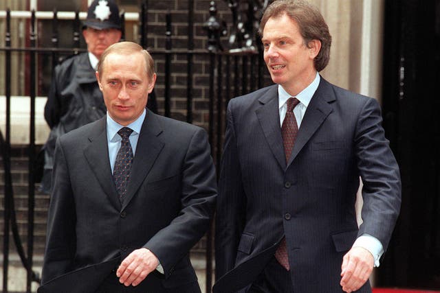Tony Blair welcomes Vladimir Putin to Downing Street (Peter Jordan/PA)