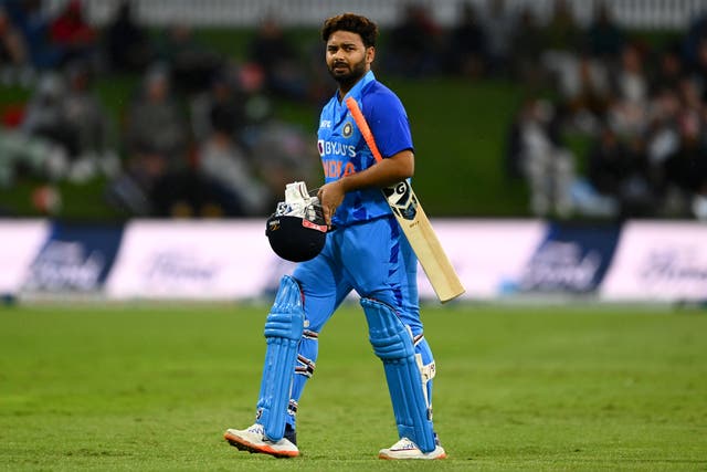 <p>File: Rishabh Pant walks off after being dismissed by Lockie Ferguson of the Black Caps during game two of the T20 International series between New Zealand and India </p>