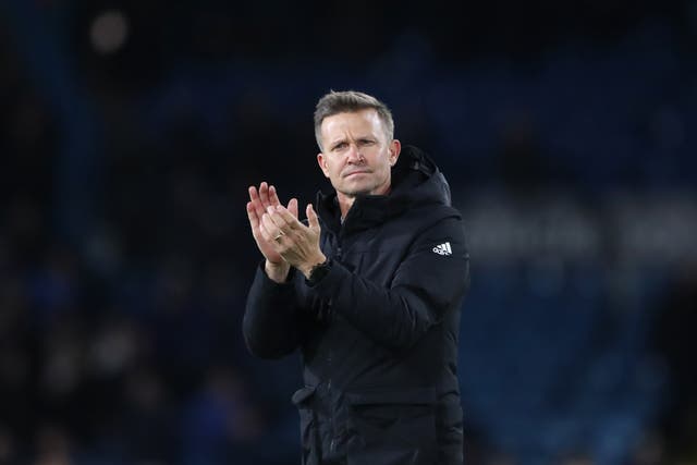 <p>Jesse Marsch, Manager of Leeds United, acknowledges the fans</p>
