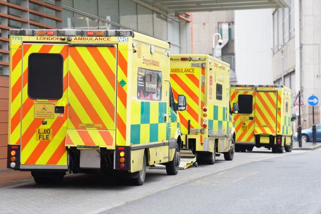 Ambulances outside the Royal London Hospital in east London on December 22 2022 (James Manning/PA)