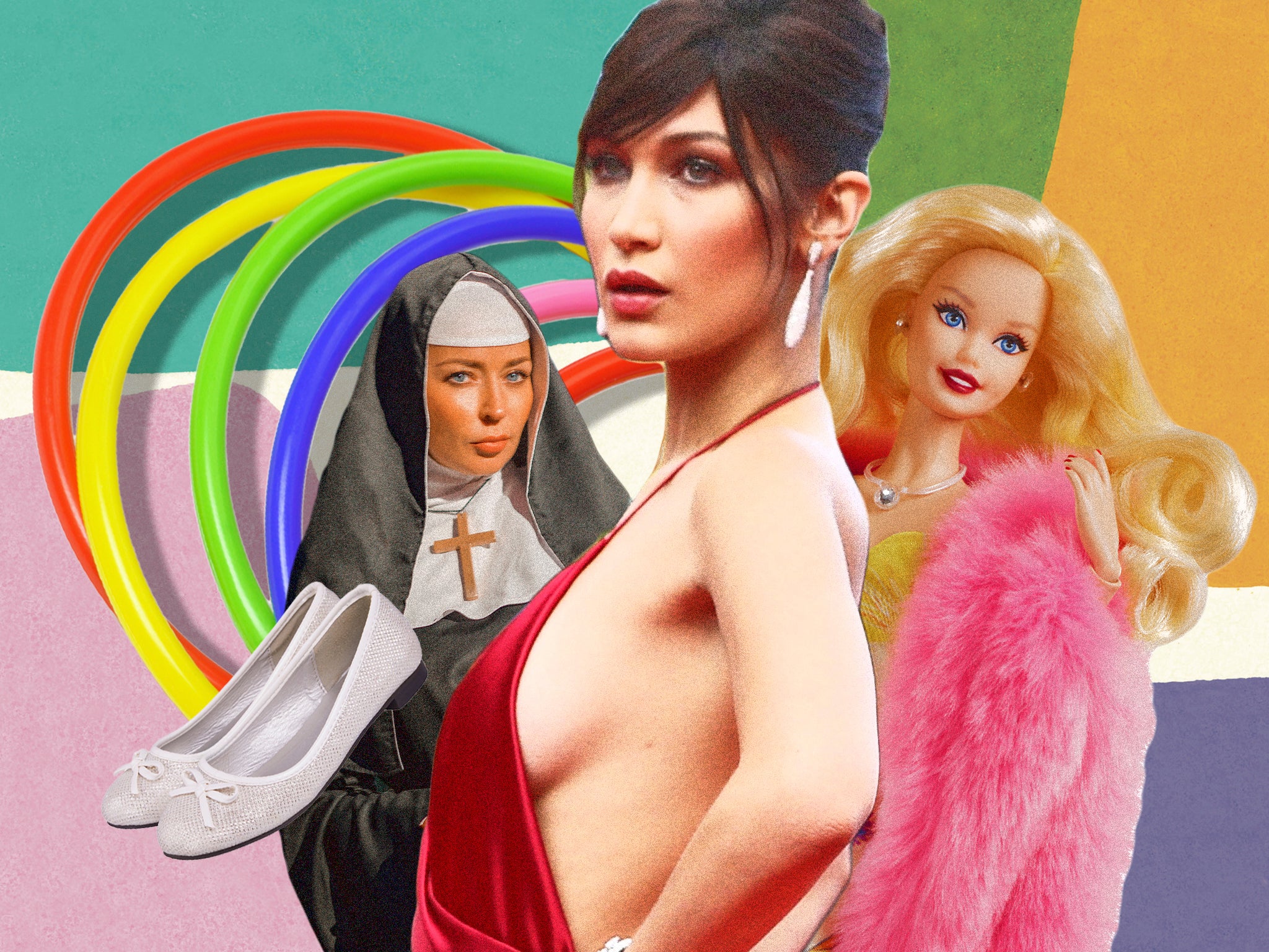 A 2023 moodboard, from ballet flats and nuns to side boob and Barbie dolls