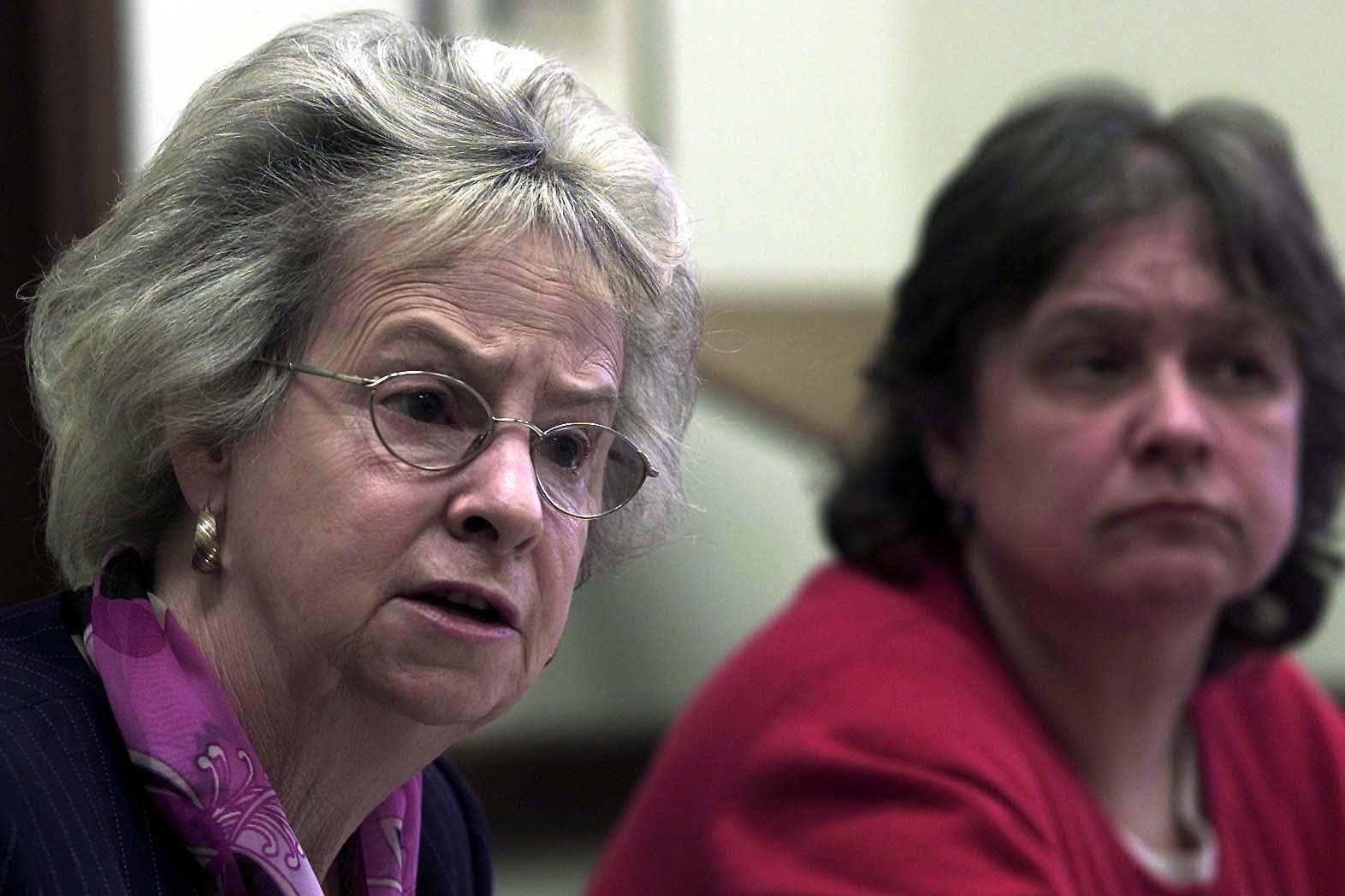 Alice Mahon (left) speaks at a Stop the War news conference (Sean Dempsey/PA)