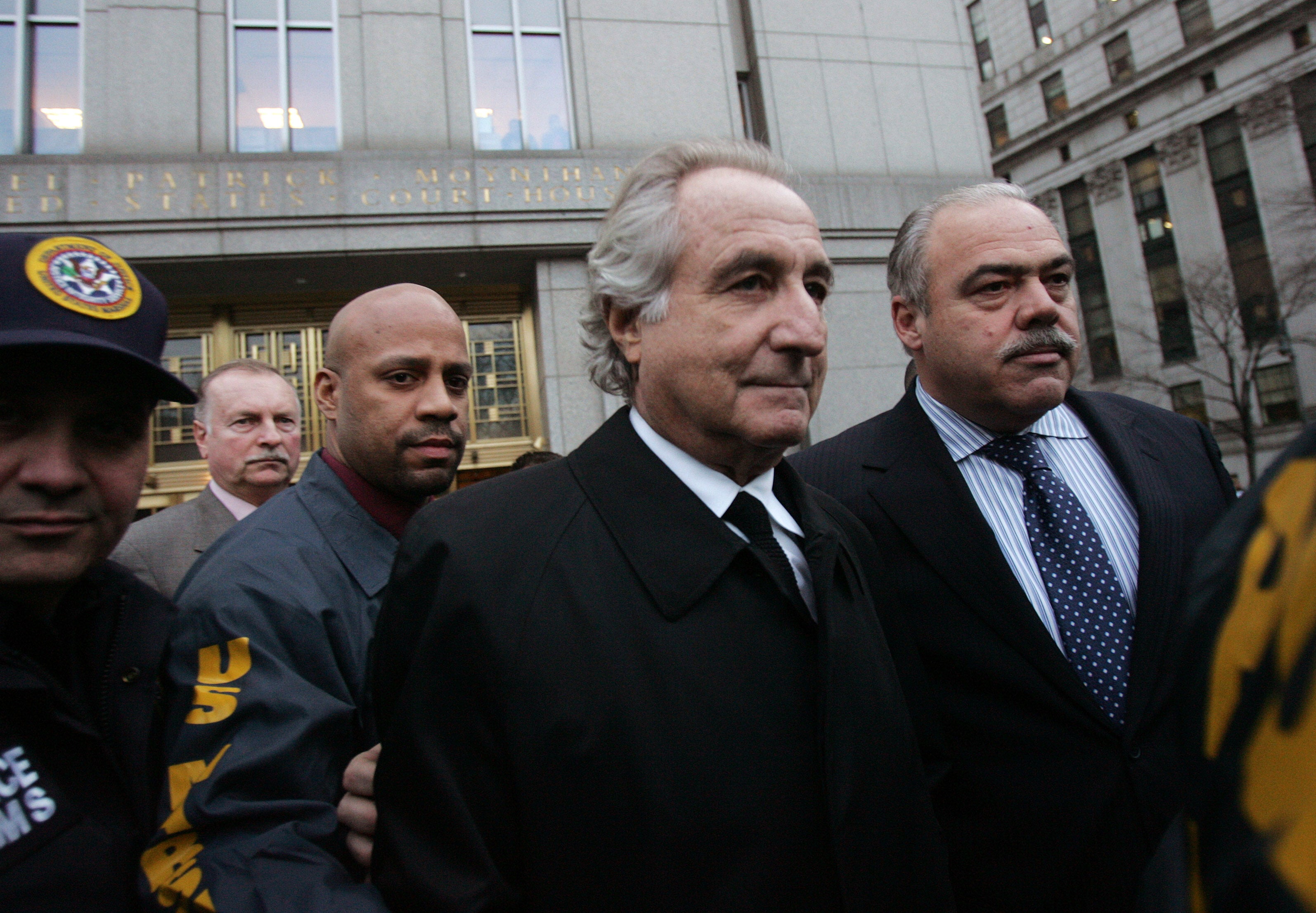 Madoff at Federal Court after a bail hearing in New York City on 5 January 2009