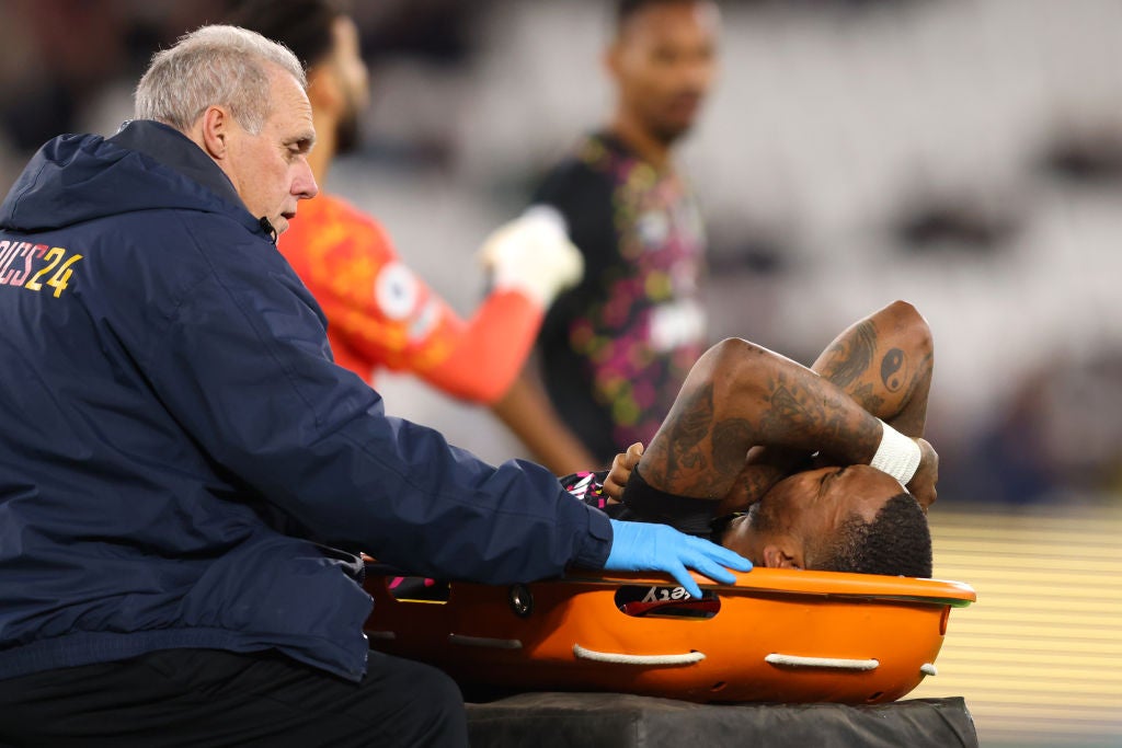 Toney went off on a stretcher in a worrying moment for Brentford