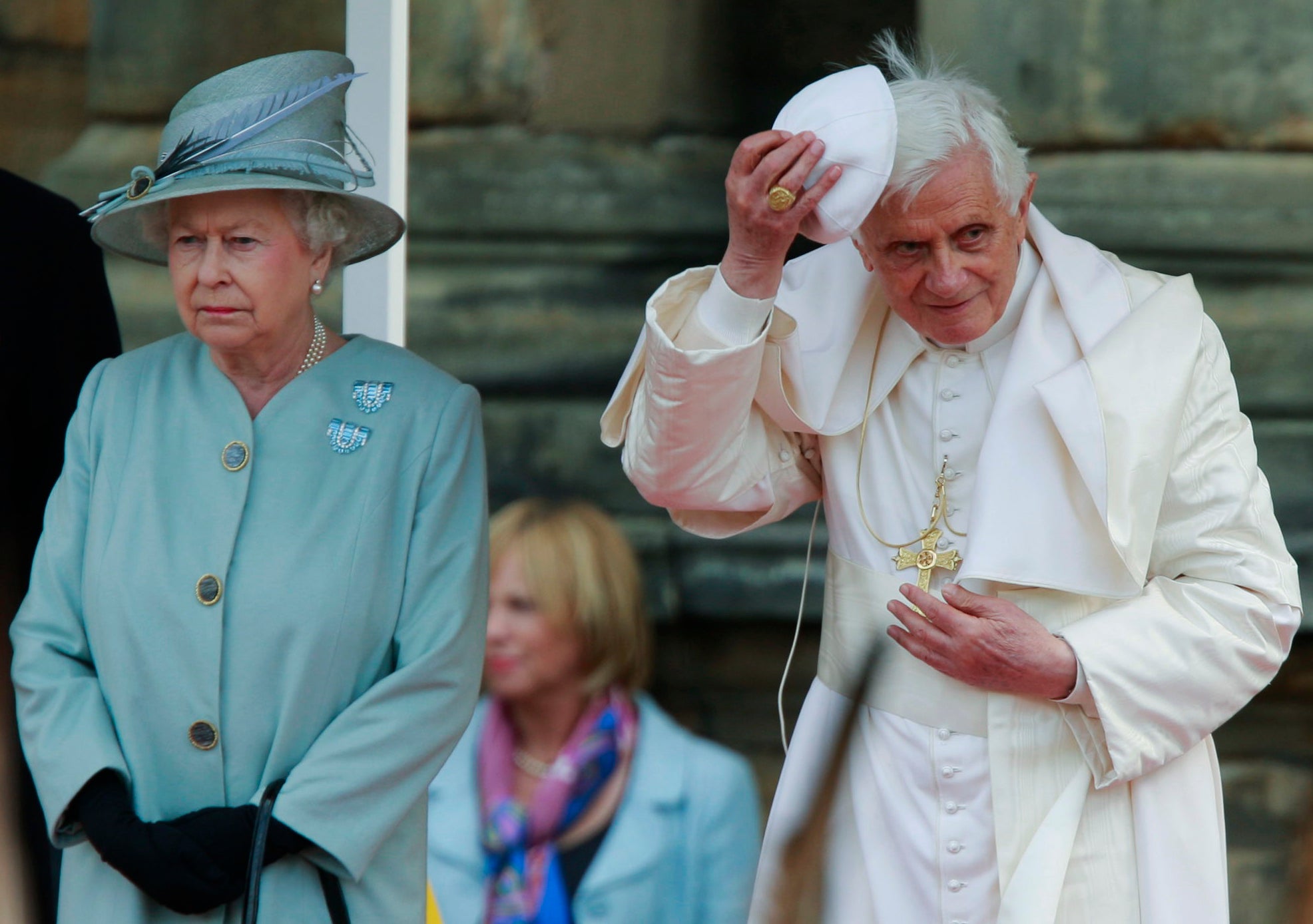 The Pope with the Queen during a visit to Scotland