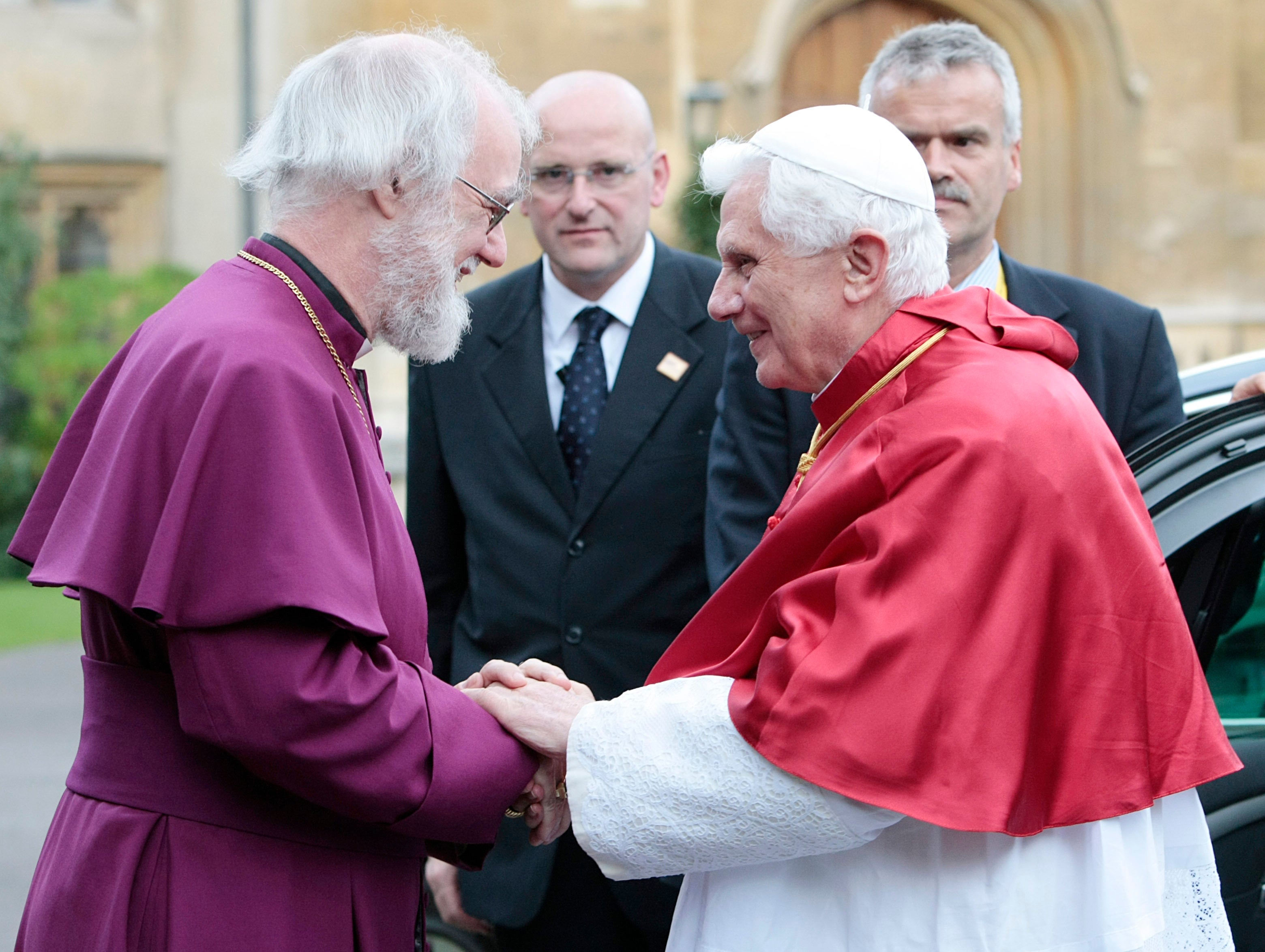 Pope Benedict meets with the Archbishop of Canterbury Rowan Williams, at Lambeth Palace in London in 2010