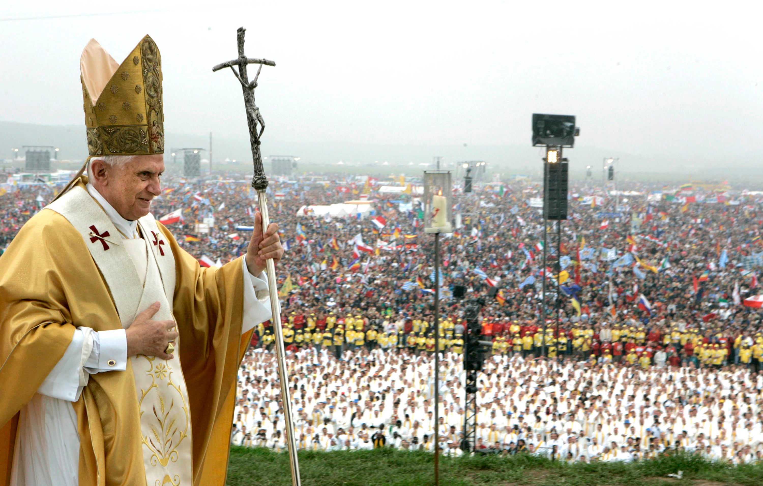 Pope Benedict XVI at Mass of World Youth Day near Cologne in August 2005