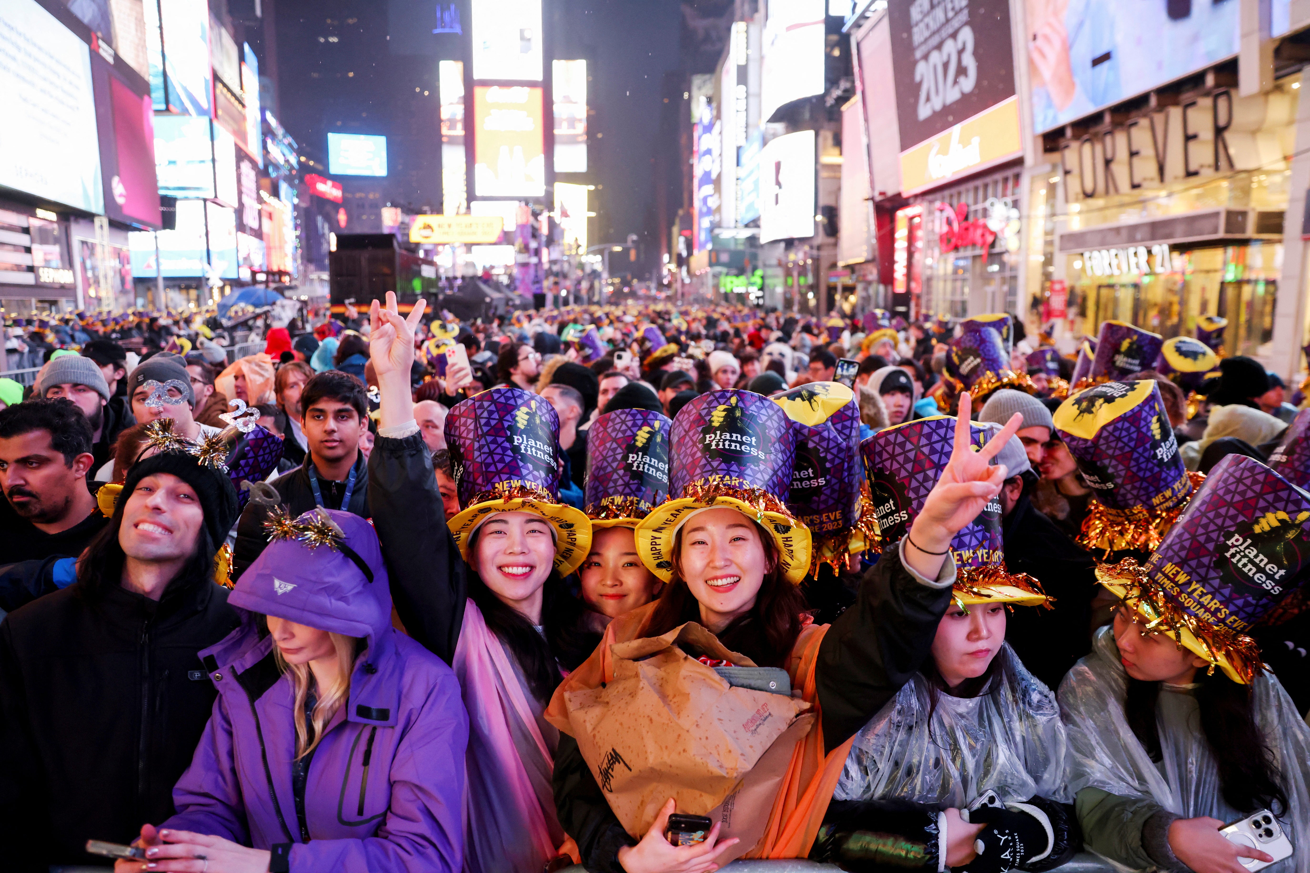 Revelers celebrate New Year’s Eve in Times Square, New York City