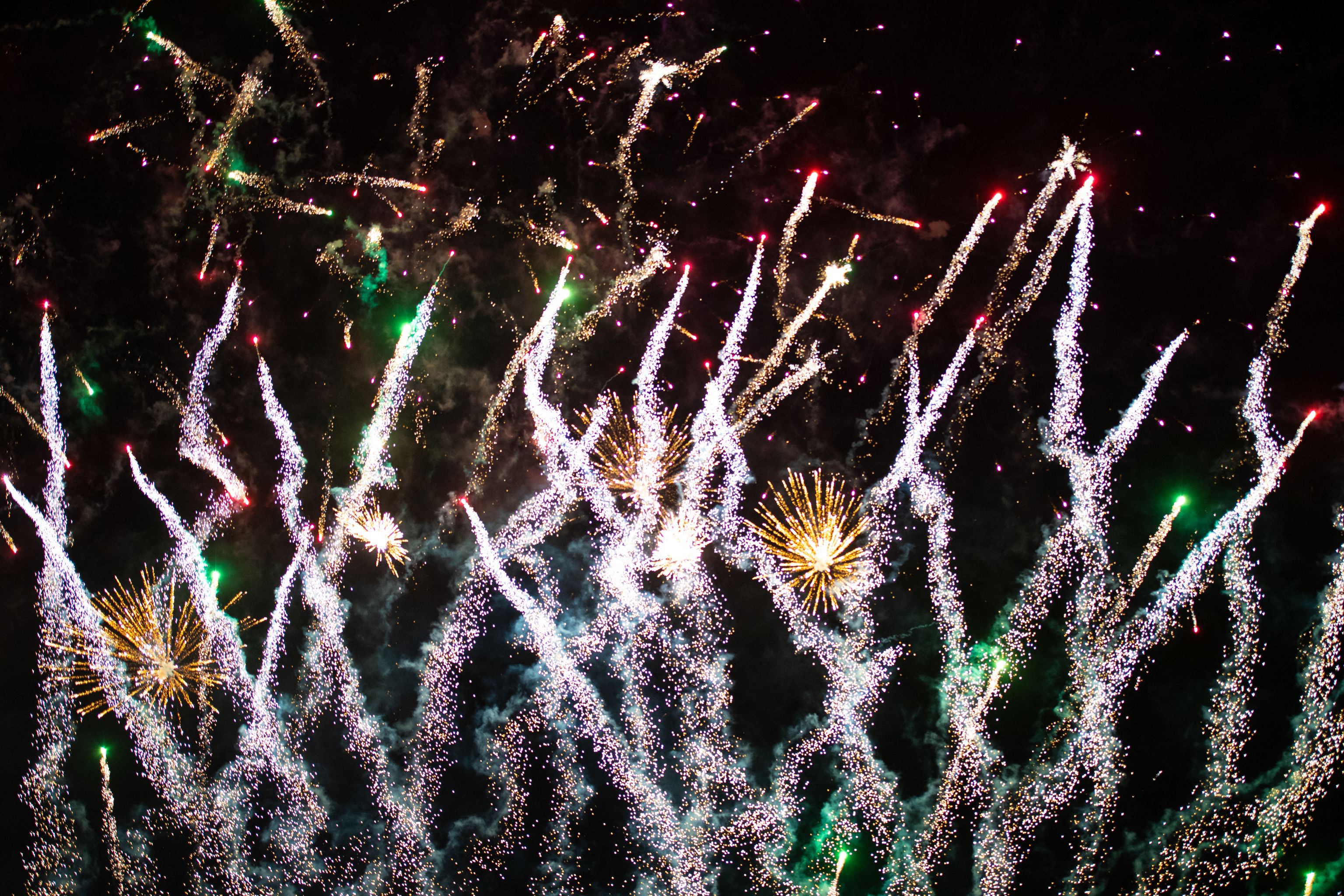 Fireworks fill the sky at the Place des Palais in Belgium, where crowds gathered to watch the show and celebrate with loved ones