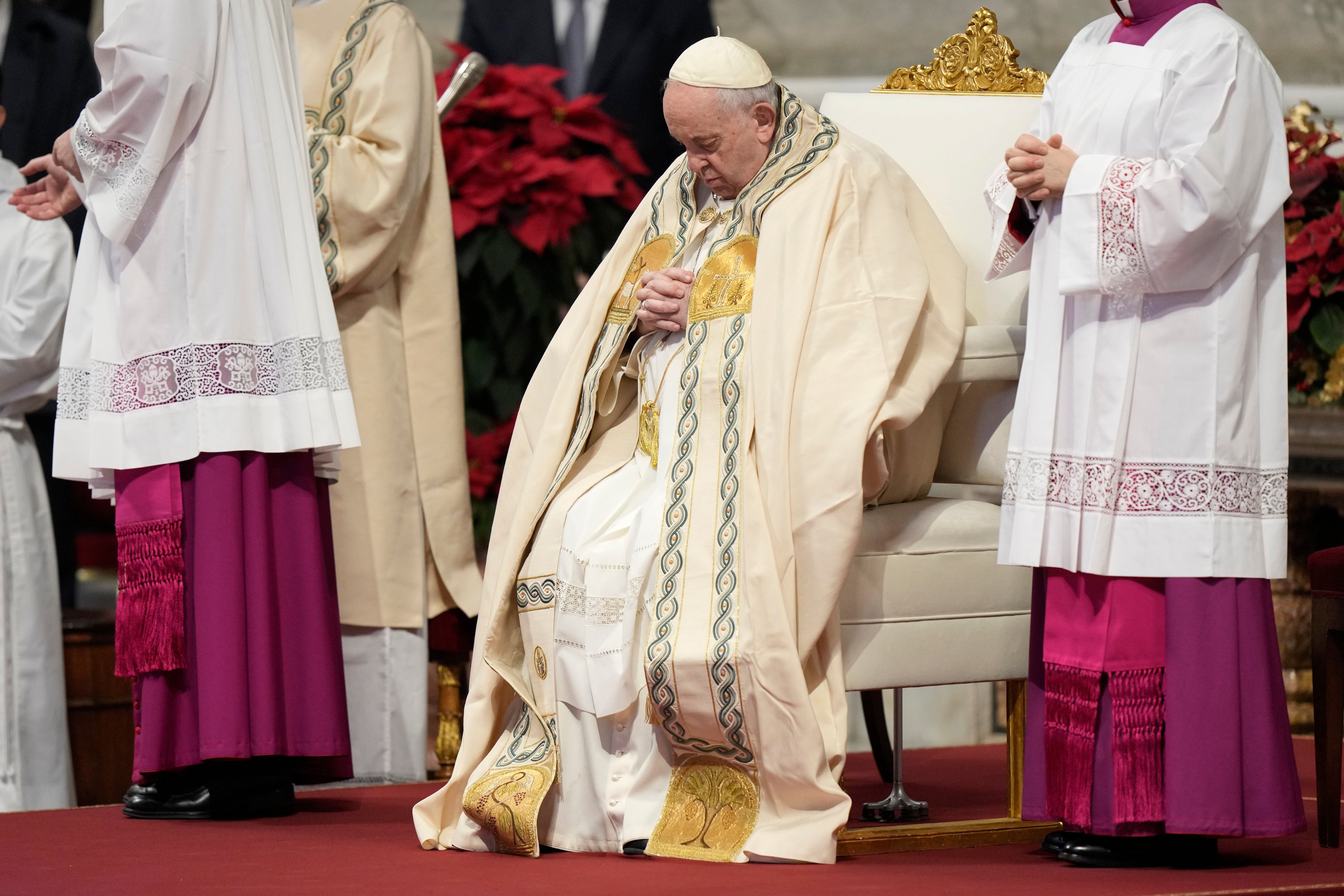 Pope Francis holds a mass for the solemnity of St Mary at the beginning of the new year in St Peter’s Basilica