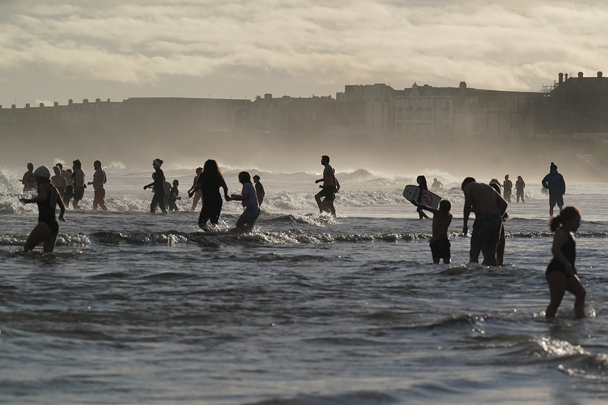 A New Year’s Day dip in Whitley Bay in the North East