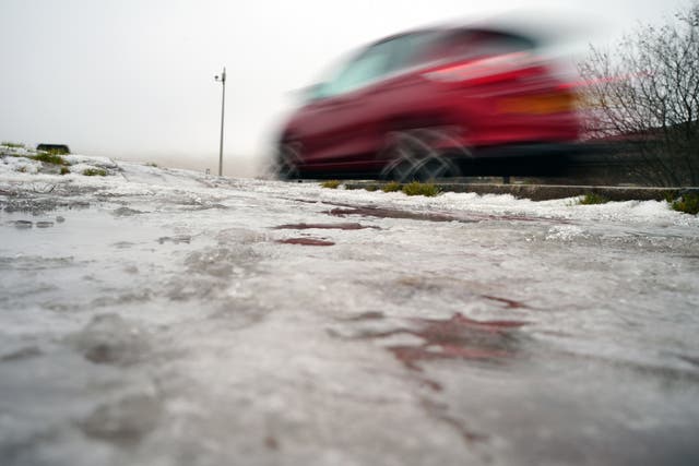Icy conditions are predicted for Scotland, Northern Ireland and much of northern England (Ben Birchall/PA)