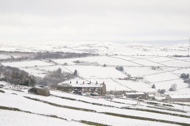 Snowy scenes in Kirklees, West Yorkshire, in March (Danny Lawson/PA)