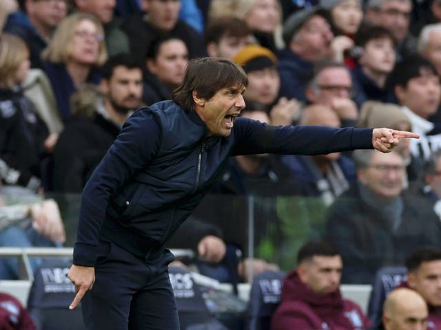 <p>Antonio Conte during Tottenham’s loss to Aston Villa </p>