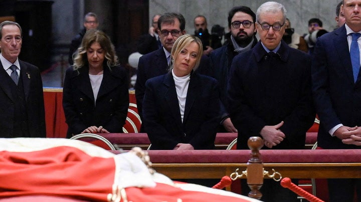 Italian prime minister Giorgia Meloni and president Sergio Mattarella were among those who came to pay their respects