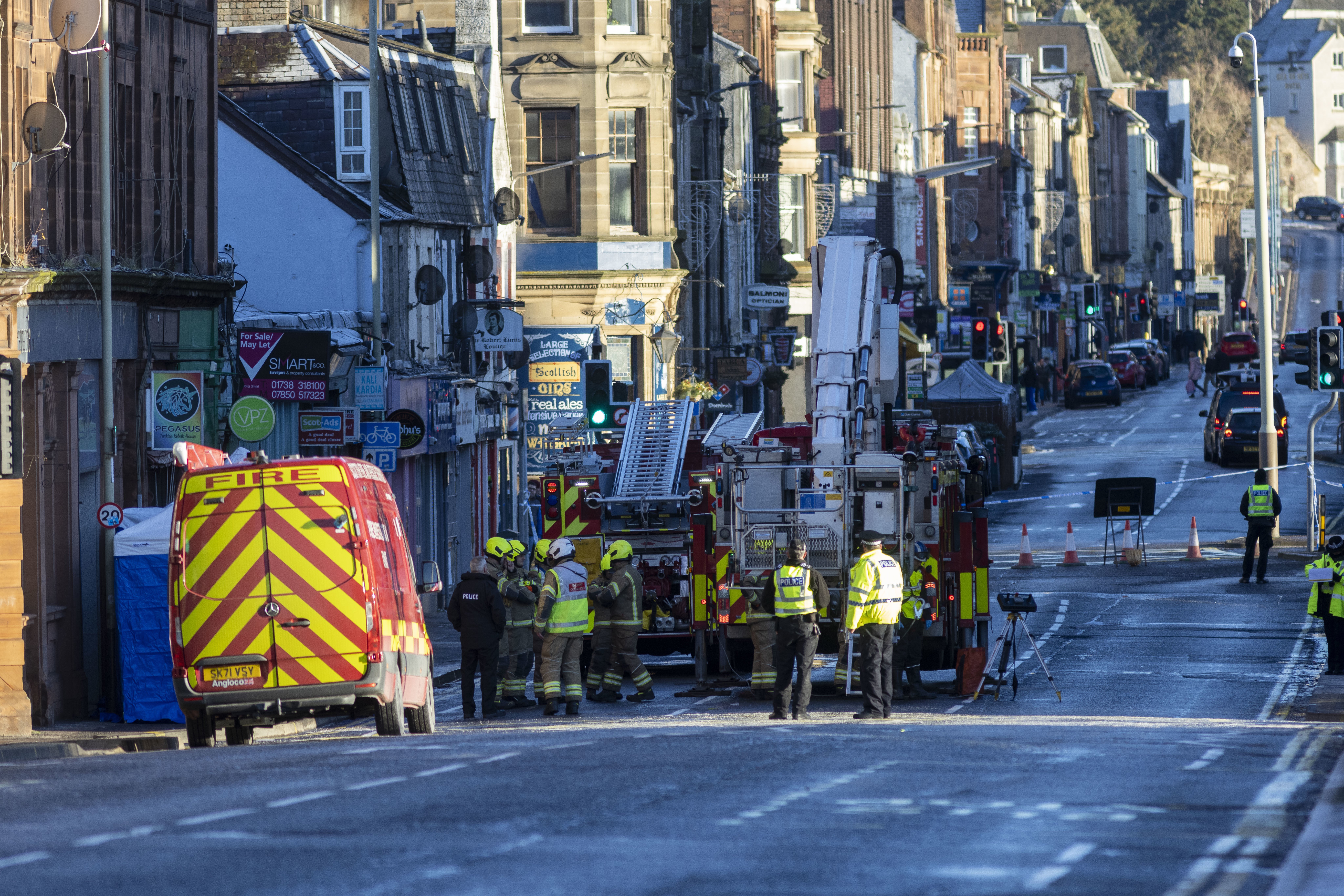 Dozens of firefighters tackled the fire in Perth, Scotland