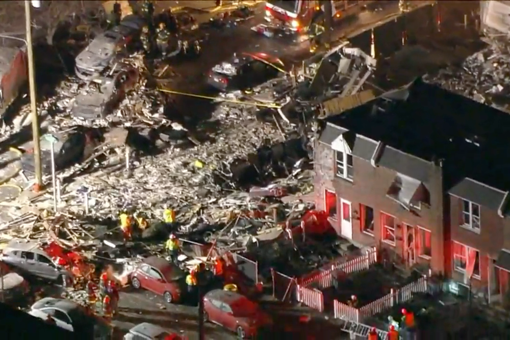 Explosion Philadelphia Suspected gas explosion destroys two homes and injures five people in ...