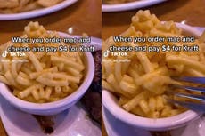 Texas Roadhouse customer says she paid $4 for mac and cheese that turned out to be Kraft