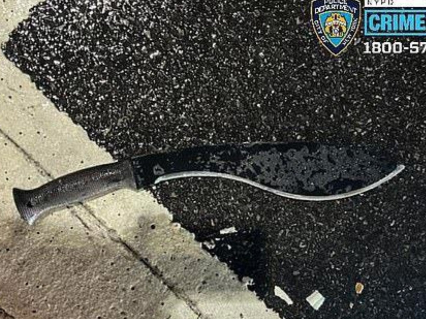 The machete used in a New Year’s Eve attack on NYPD officers near Times Square