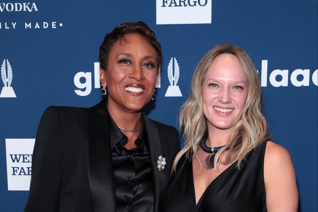 <p>Robin Roberts and fiancée Amber Laign prepare for wedding next month</p>