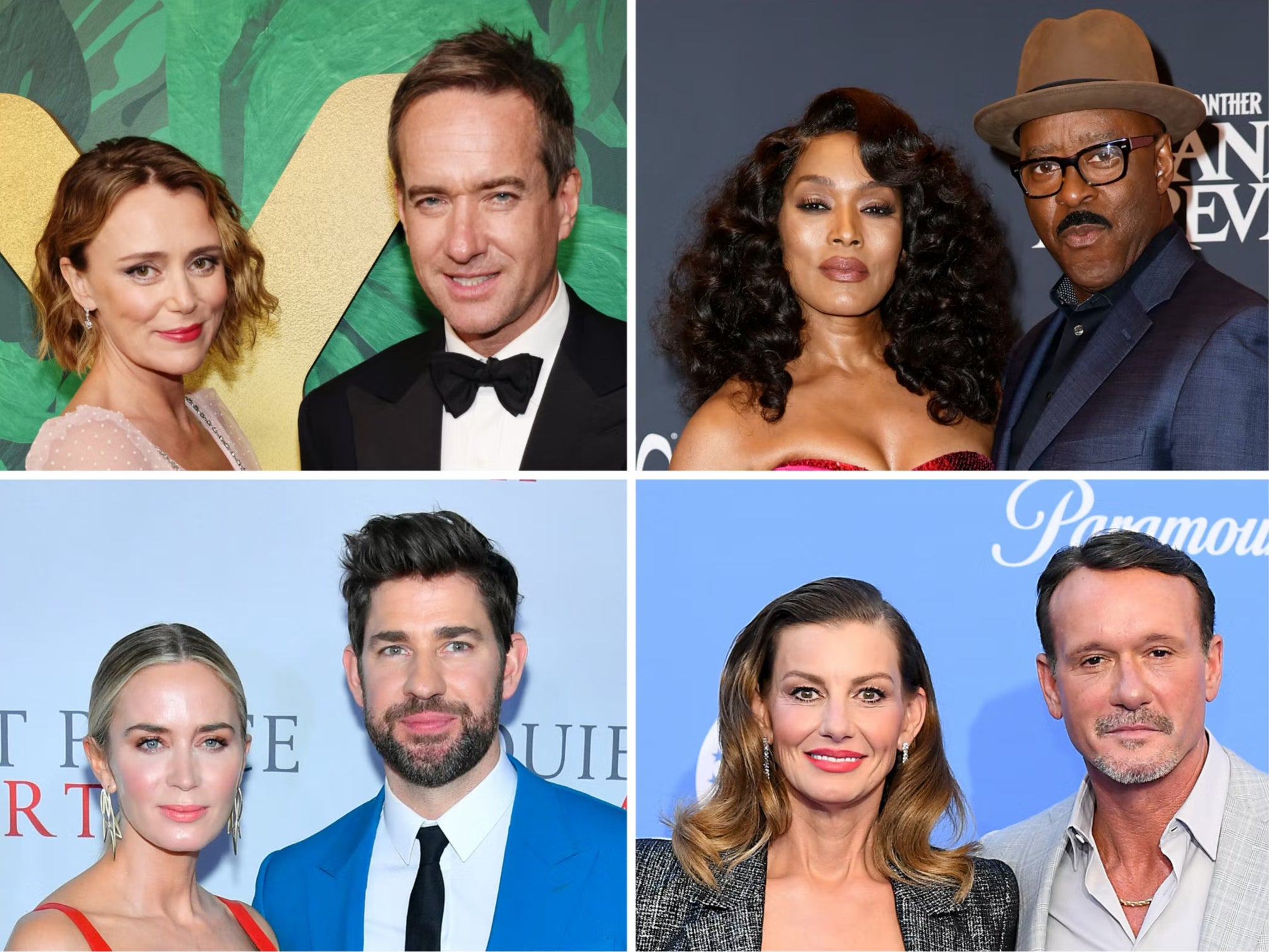 Couples who’ve brought their romance to the screen: (Clockwise from top left) Keeley Hawes and Matthew Macfadyen, Angela Bassett and Courtney B Vance, Emily Blunt and John Krasinski, Faith Hill and Tim McGraw