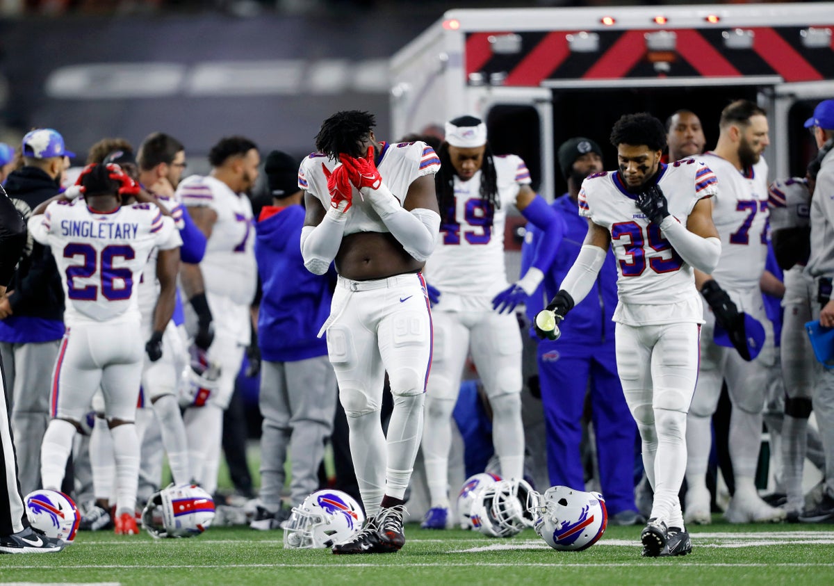 Damar Hamlin injury – latest: NFL game cancelled after Bills player gets CPR after collapsing on field
