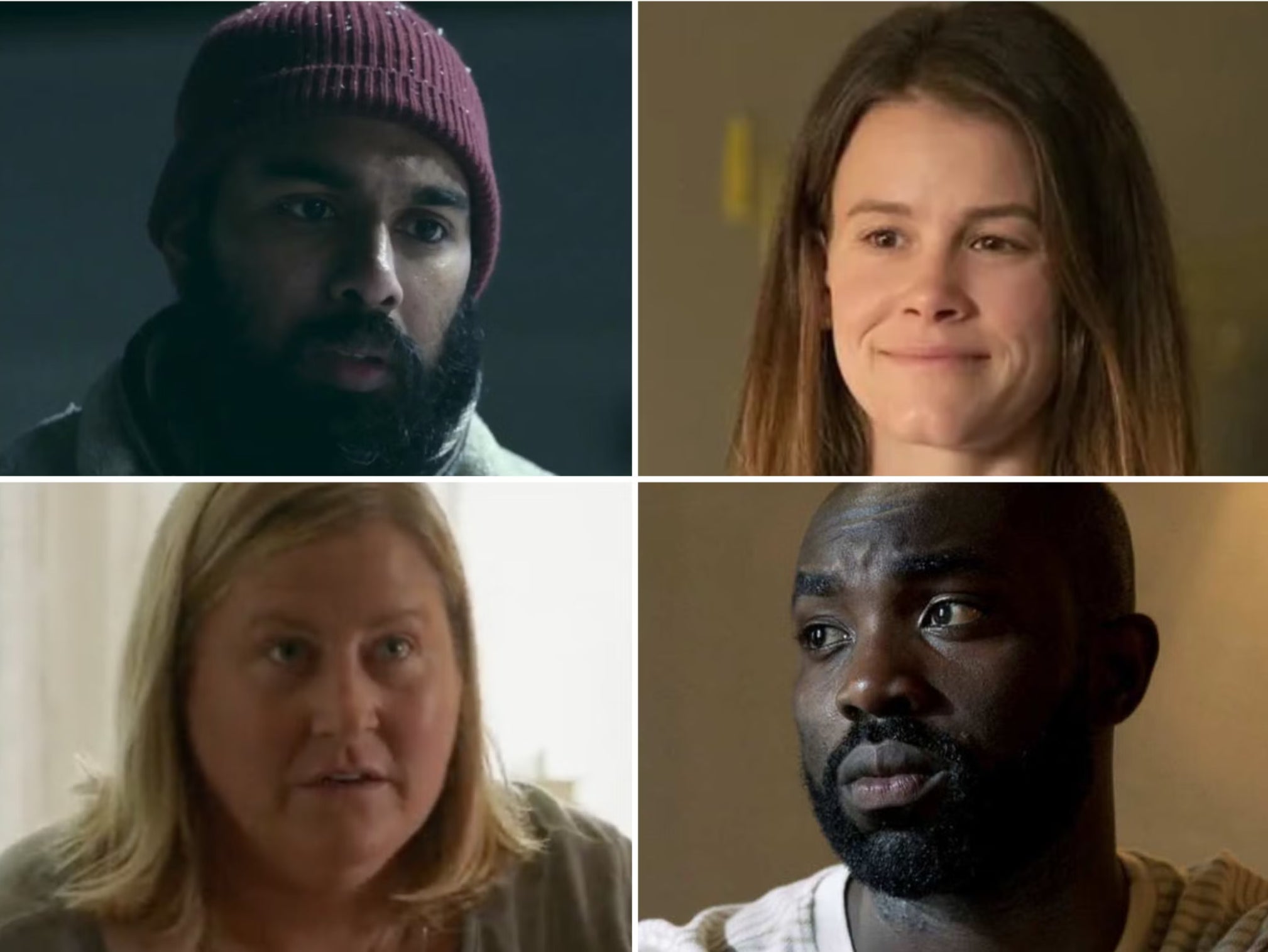<p>(Clockwise from top left) Himesh Patel in ‘Station Eleven’, Sosie Bacon in ‘As We See It’, Paapa Essiedu in ‘The Lazarus Project’, and Bridget Everett in ‘Somebody Somewhere’</p>