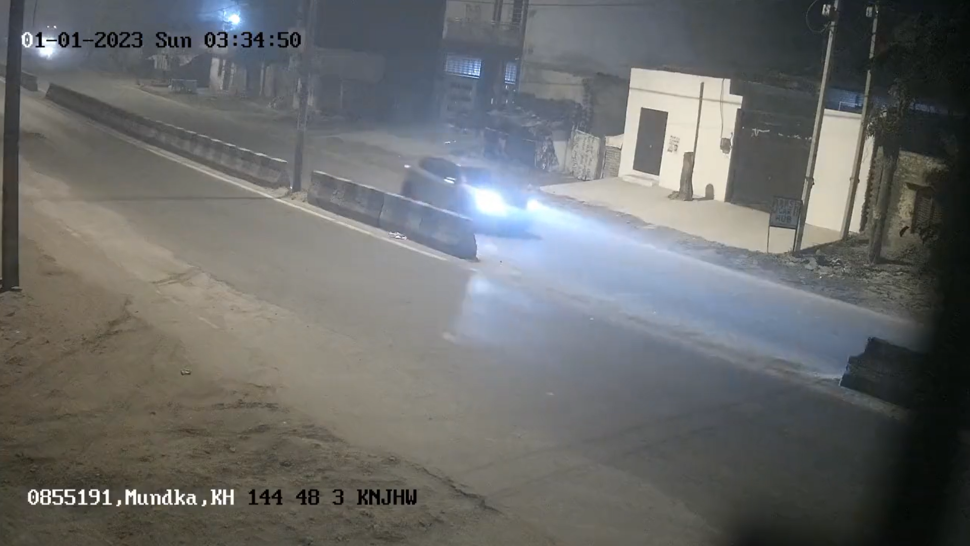 A still from CCTV footage shows the car purportedly dragging the body on Delhi roads
