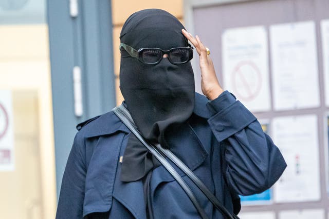 Black Lives Matter organiser Xahra Saleem leaves Bristol Magistrates’ Court (Ben Birchall/PA)