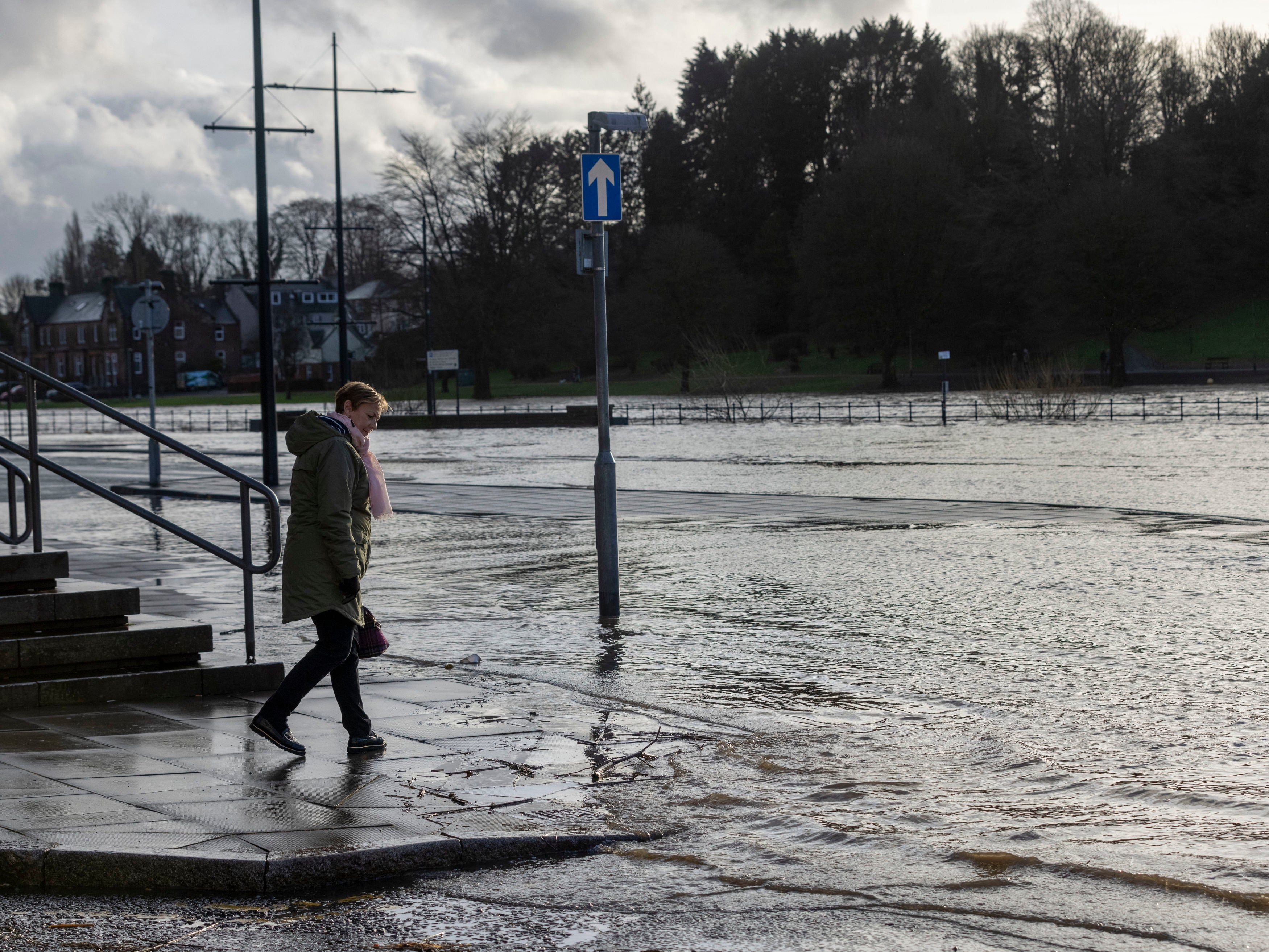 Flooded roads in Whitesands, Dumfries, in late December 2022