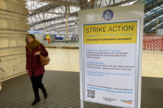 Waterloo station in London during a strike by members of the RMT (PA)