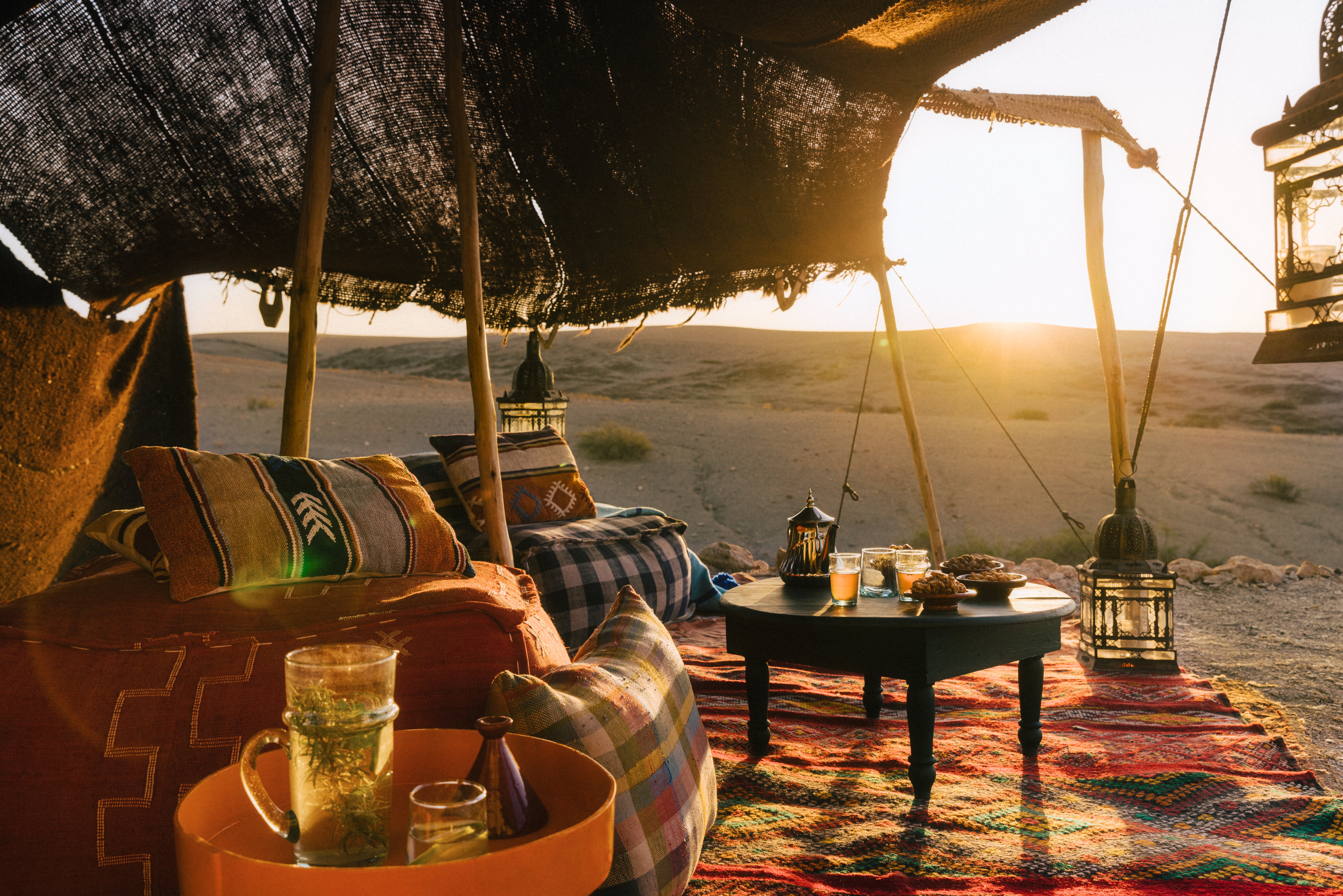 Berber-style lounge tents are great for watching the sunset