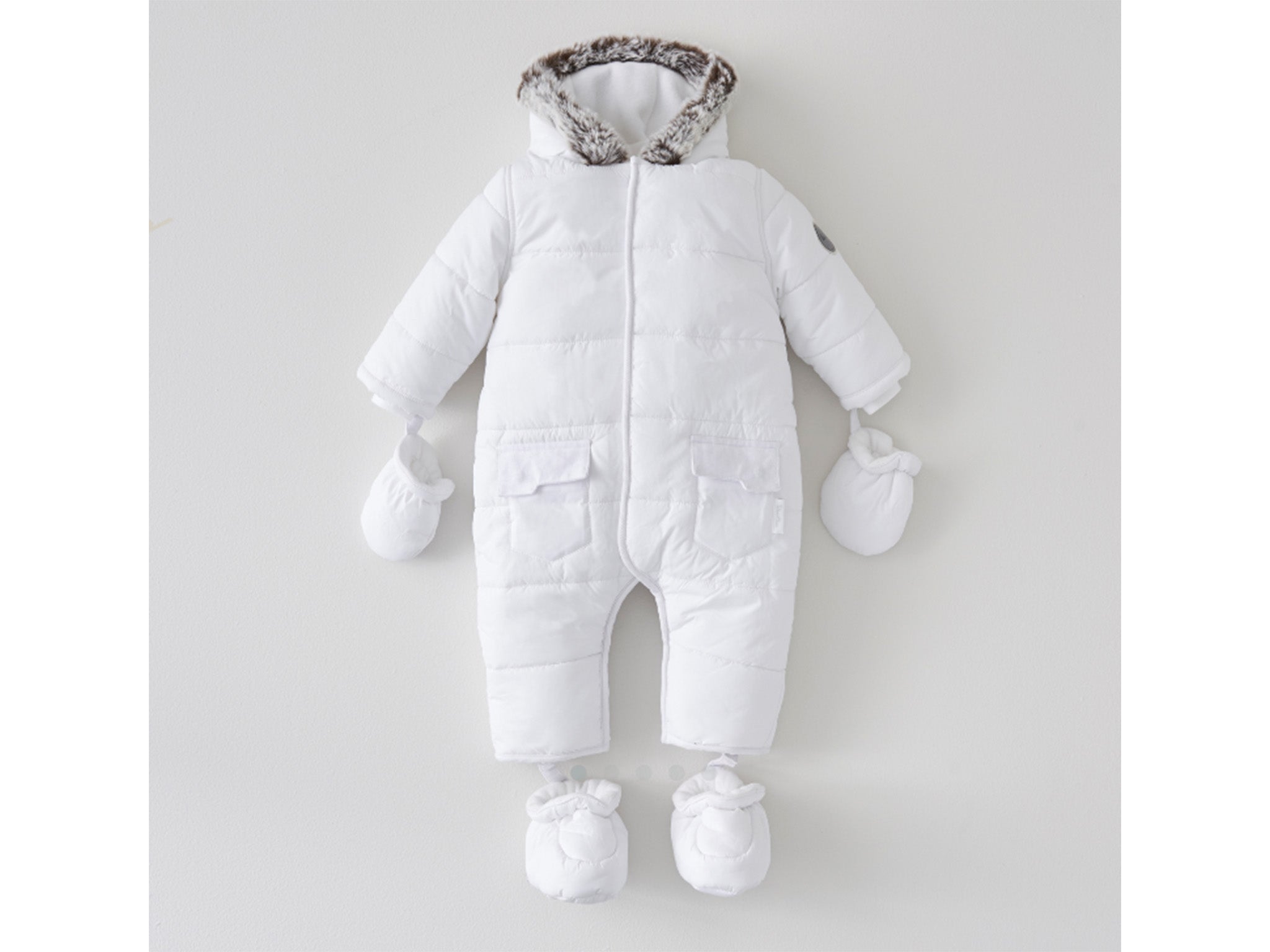 Silver Cross white quilted pram suit