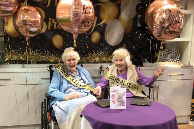 Audrey White (left) turned 102 and Phyllis Long (right) turned 106 years ‘young’ and celebrated with a joint birthday party at the end of December 2022 (Care UK)