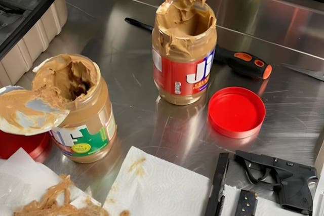 <p>TSA officials found handgun parts inside peanut butter jars at the John F Kennedy airport in New York</p>